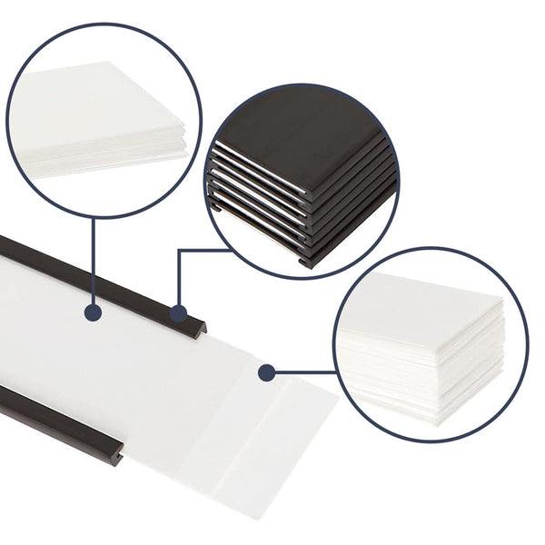 Magnetic Label Holder C-Channel Set – 100mm x 15mm x 1.1mm | Includes Plastic Cover and Insert Card