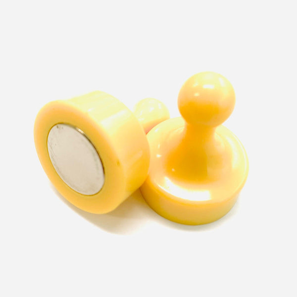Yellow Pin Whiteboard Magnets - 29mm diameter x 38mm | 4 PACK